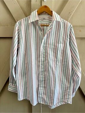 Vintage Arrow Dover Striped Button Down USA Made Mens 15.5 32/33 Cotton Blend